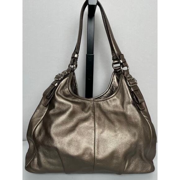Coach Madison Metallic Silver Leather Hobo Shoulder Bag - Picture 2 of 16